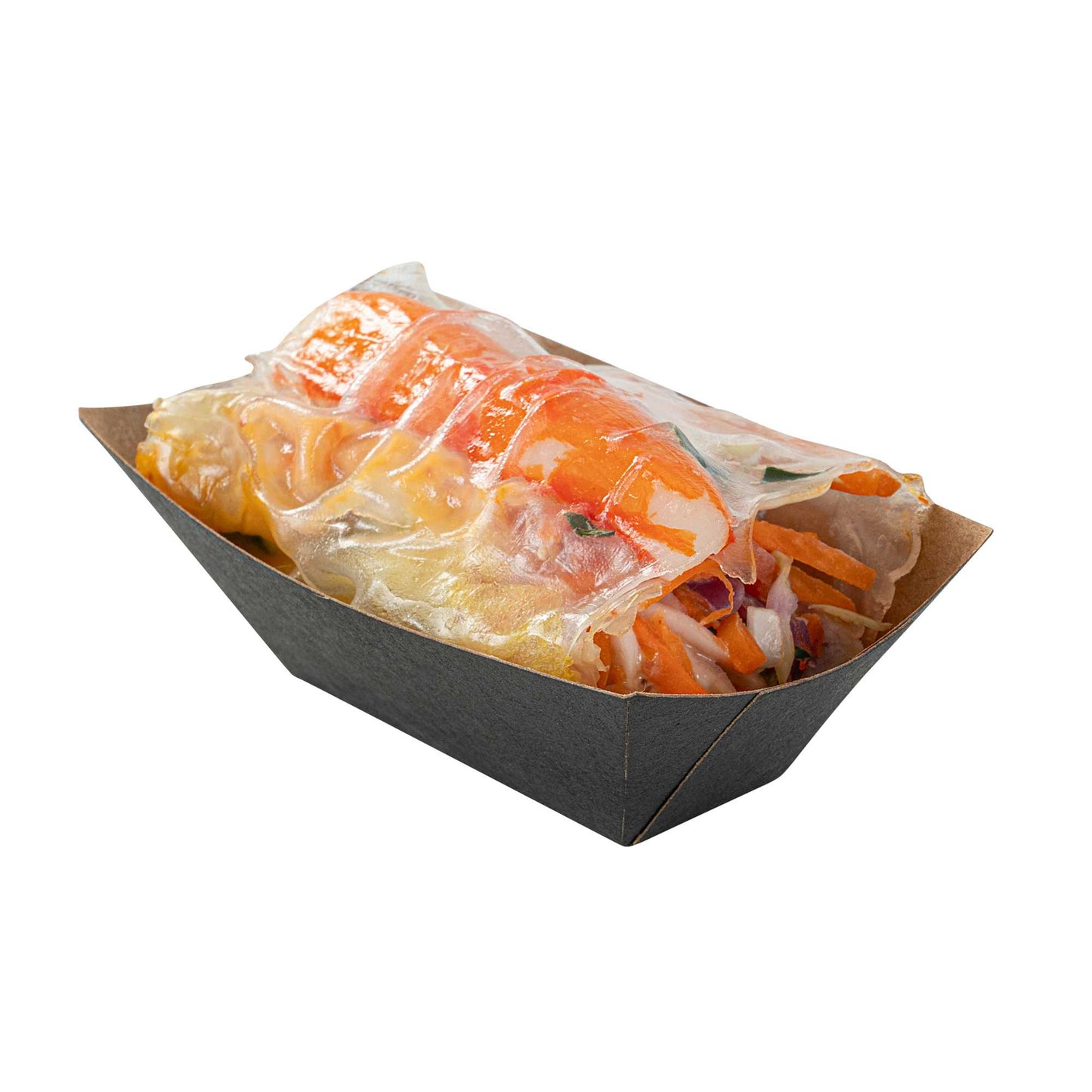 Bio Tek 2 oz Black Paper Food Tray / Boat - 3 1/4" x 2 1/4" x 1 1/4" - 50 count box