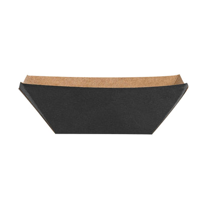Bio Tek 2 oz Black Paper Food Tray / Boat - 3 1/4" x 2 1/4" x 1 1/4" - 50 count box