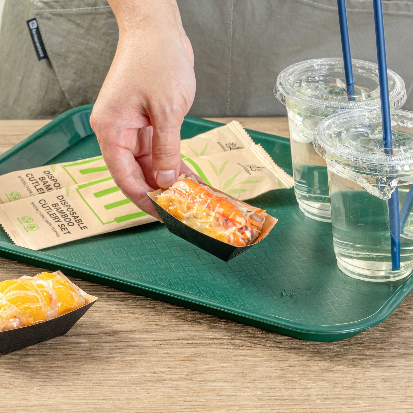 Bio Tek 2 oz Black Paper Food Tray / Boat - 3 1/4" x 2 1/4" x 1 1/4" - 50 count box