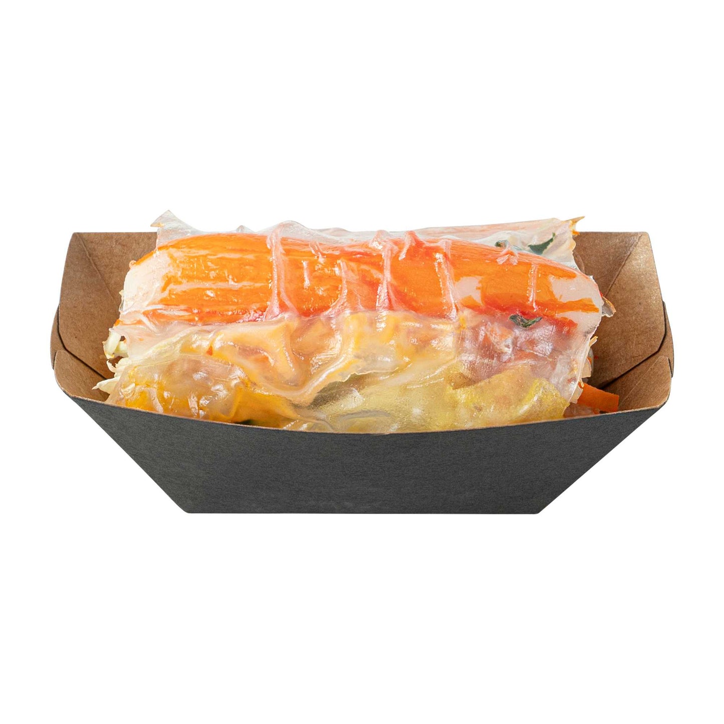 Bio Tek 2 oz Black Paper Food Tray / Boat - 3 1/4" x 2 1/4" x 1 1/4" - 400 count box