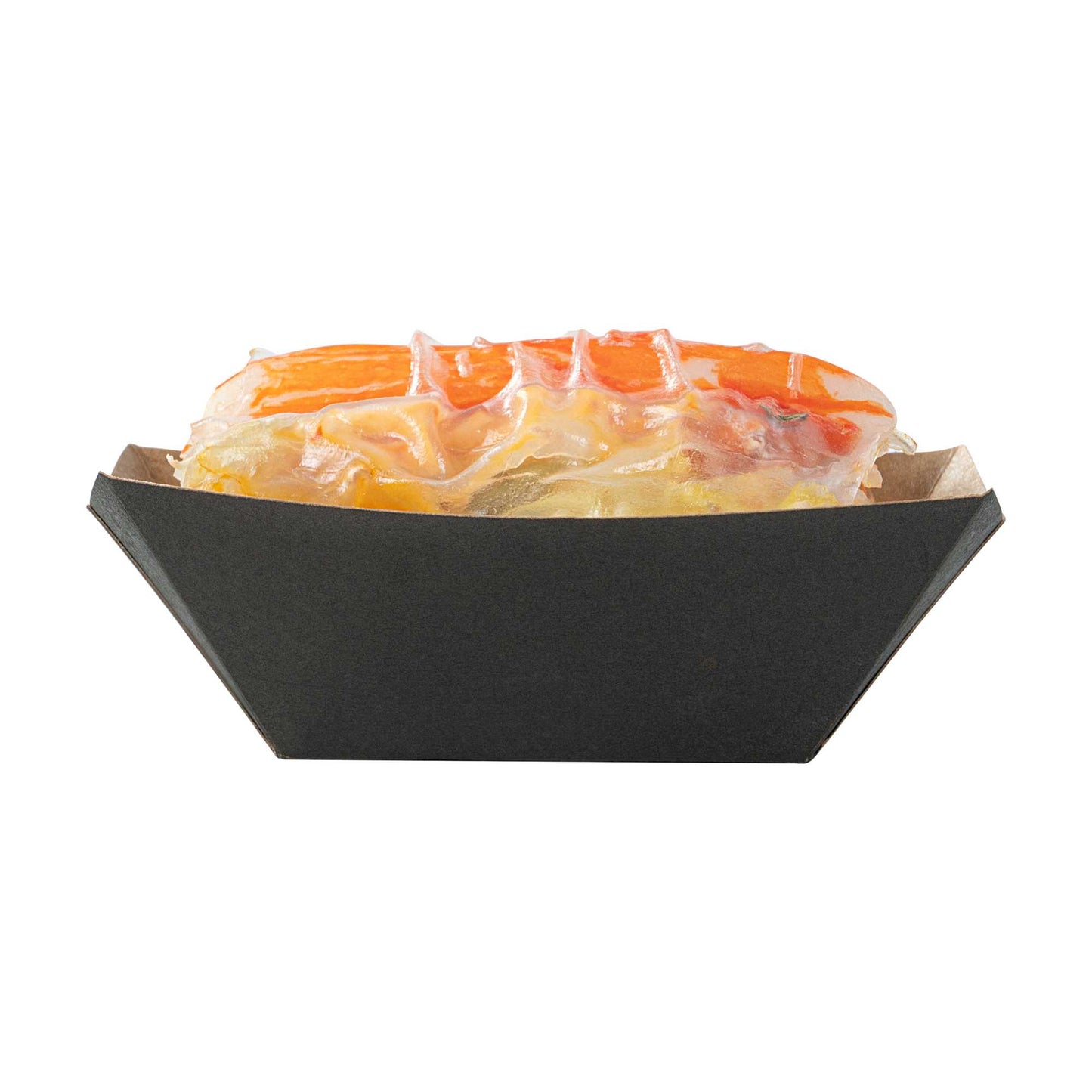 Bio Tek 2 oz Black Paper Food Tray / Boat - 3 1/4" x 2 1/4" x 1 1/4" - 400 count box