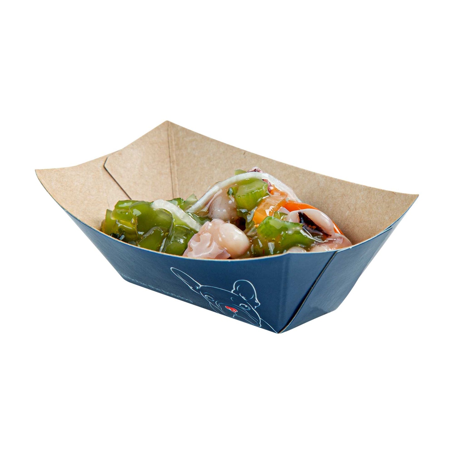 Bio Tek 2 oz Frenchie Paper Food Tray / Boat - 3 1/4" x 2 1/4" x 1 1/4" - 50 count box