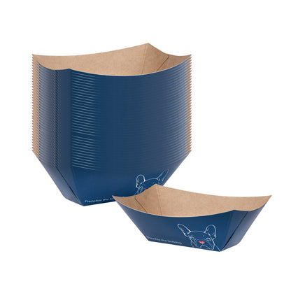 Bio Tek 2 oz Frenchie Paper Food Tray / Boat - 3 1/4" x 2 1/4" x 1 1/4" - 50 count box