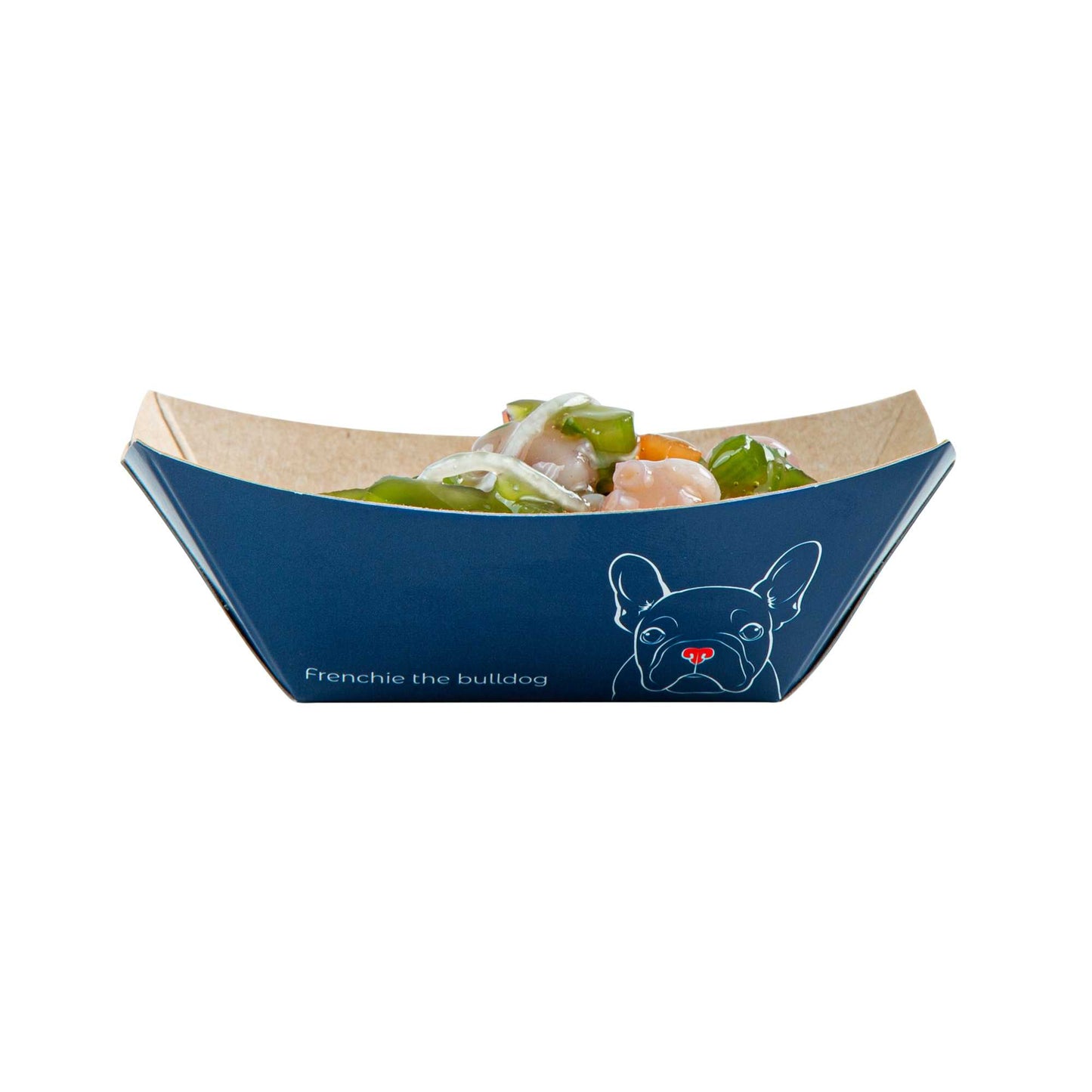 Bio Tek 2 oz Frenchie Paper Food Tray / Boat - 3 1/4" x 2 1/4" x 1 1/4" - 50 count box