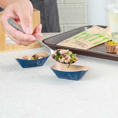 Bio Tek 2 oz Frenchie Paper Food Tray / Boat - 3 1/4" x 2 1/4" x 1 1/4" - 50 count box