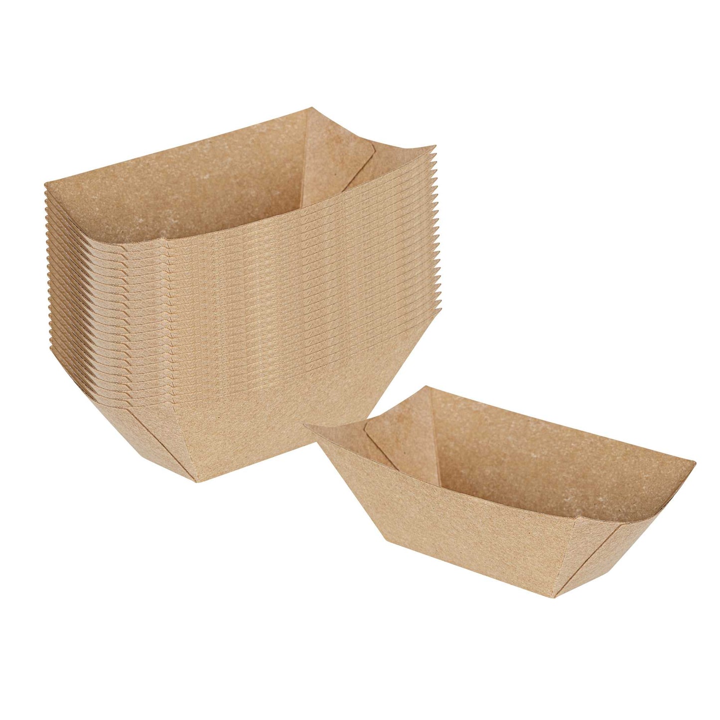 Bio Tek 2 oz Kraft Paper Food Tray / Boat - 3 1/4" x 2 1/4" x 1 1/4" - 50 count box