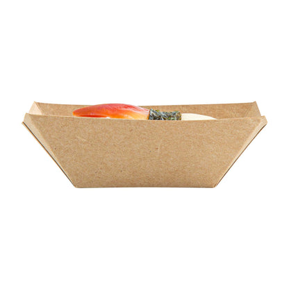 Bio Tek 2 oz Kraft Paper Food Tray / Boat - 3 1/4" x 2 1/4" x 1 1/4" - 50 count box