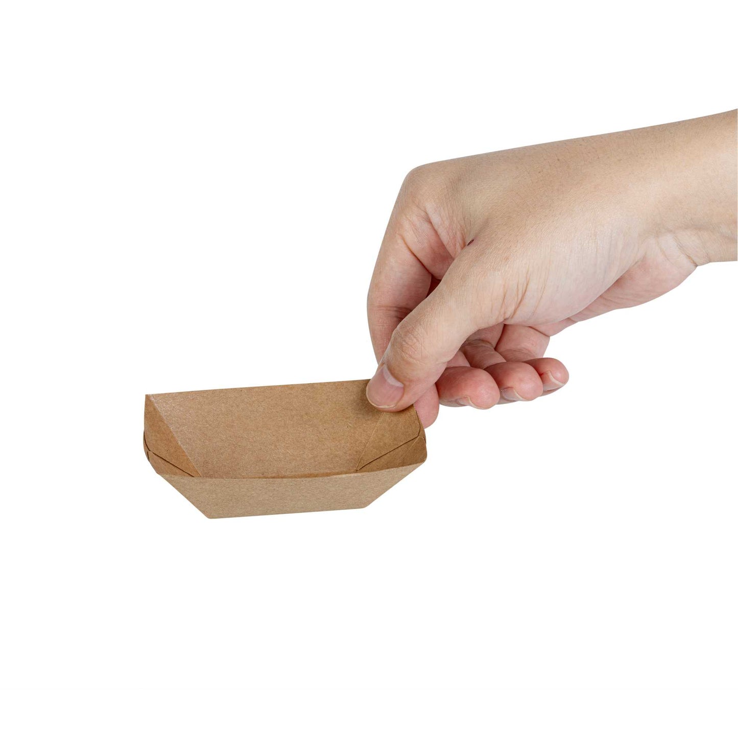 Bio Tek 2 oz Kraft Paper Food Tray / Boat - 3 1/4" x 2 1/4" x 1 1/4" - 50 count box