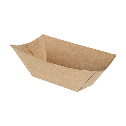 Bio Tek 2 oz Kraft Paper Food Tray / Boat - 3 1/4" x 2 1/4" x 1 1/4" - 50 count box