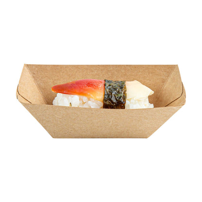 Bio Tek 2 oz Kraft Paper Food Tray / Boat - 3 1/4" x 2 1/4" x 1 1/4" - 400 count box
