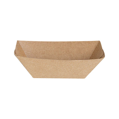 Bio Tek 2 oz Kraft Paper Food Tray / Boat - 3 1/4" x 2 1/4" x 1 1/4" - 400 count box