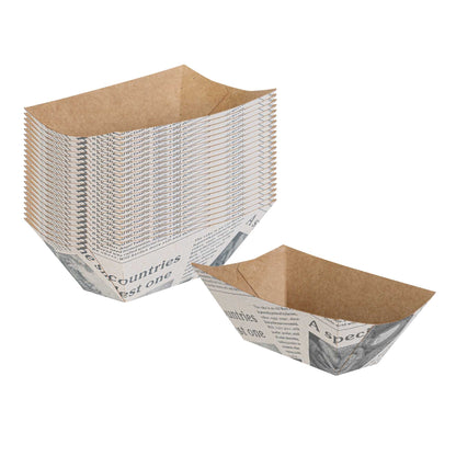 Bio Tek 2 oz Newsprint Paper Food Tray / Boat - 3 1/4" x 2 1/4" x 1 1/4" - 400 count box