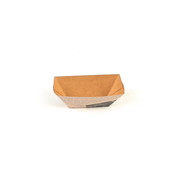 Bio Tek 2 oz Newsprint Paper Food Tray / Boat - 3 1/4" x 2 1/4" x 1 1/4" - 50 count box