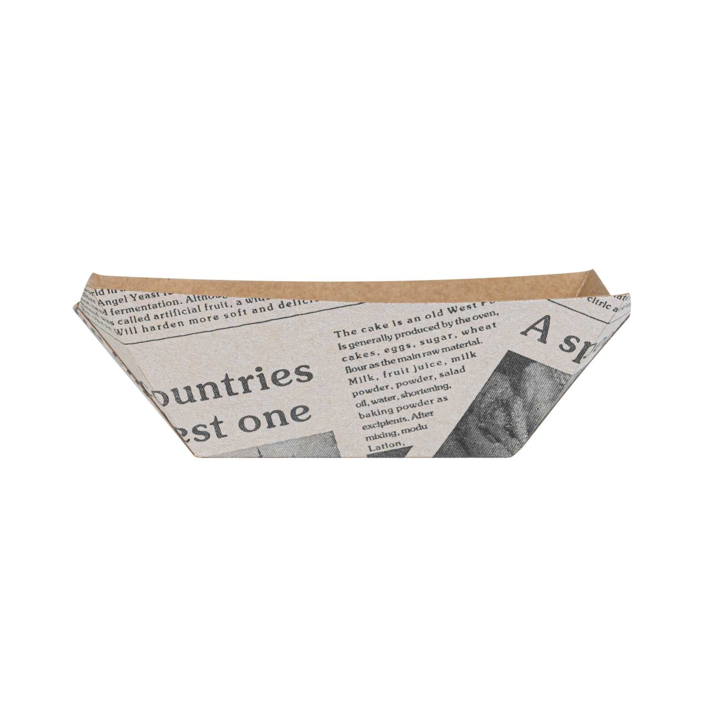Bio Tek 2 oz Newsprint Paper Food Tray / Boat - 3 1/4" x 2 1/4" x 1 1/4" - 50 count box