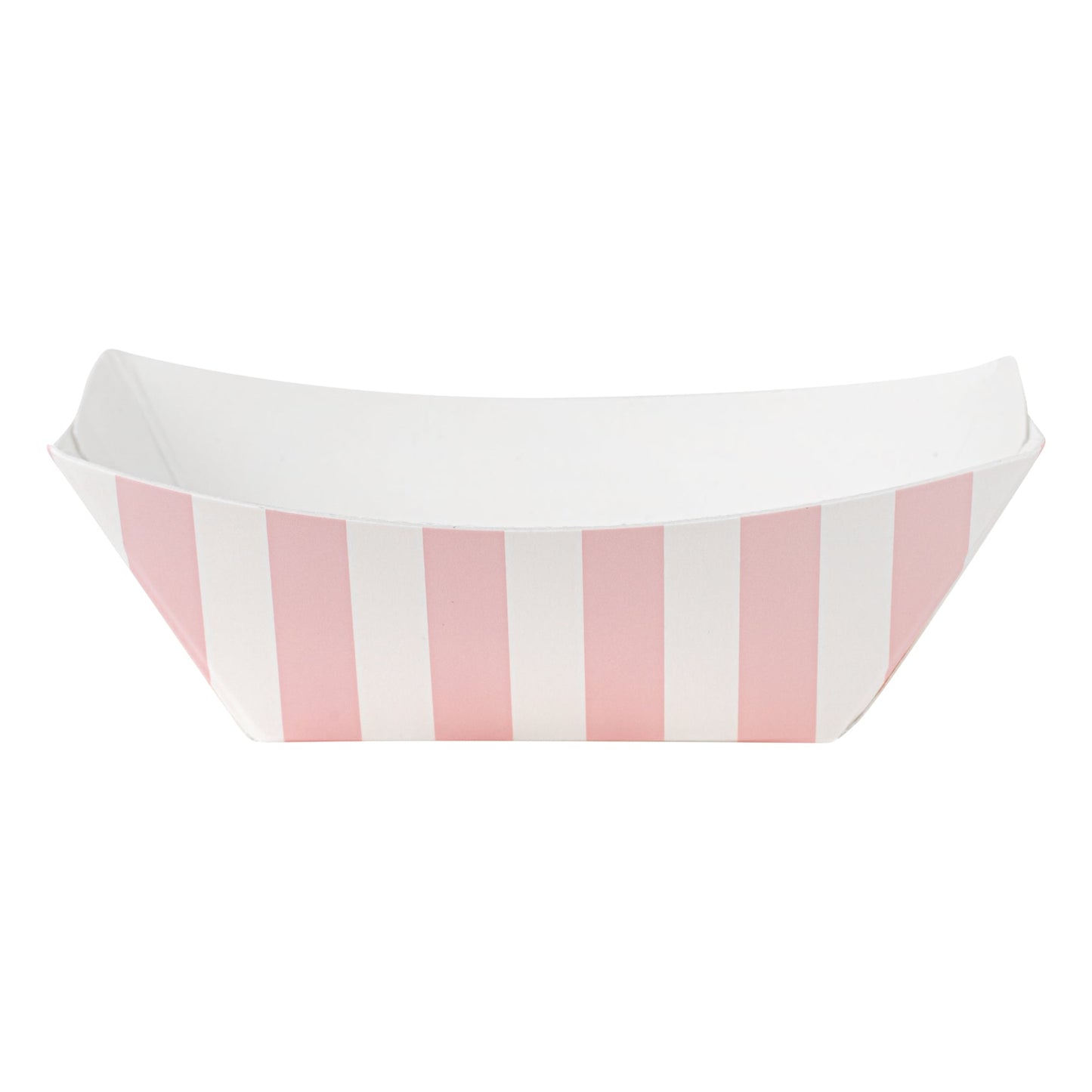 Bio Tek 2 oz Pink and White Stripe Paper Food Tray / Boat - 3 1/4" x 2 1/4" x 1 1/4" - 50 count box