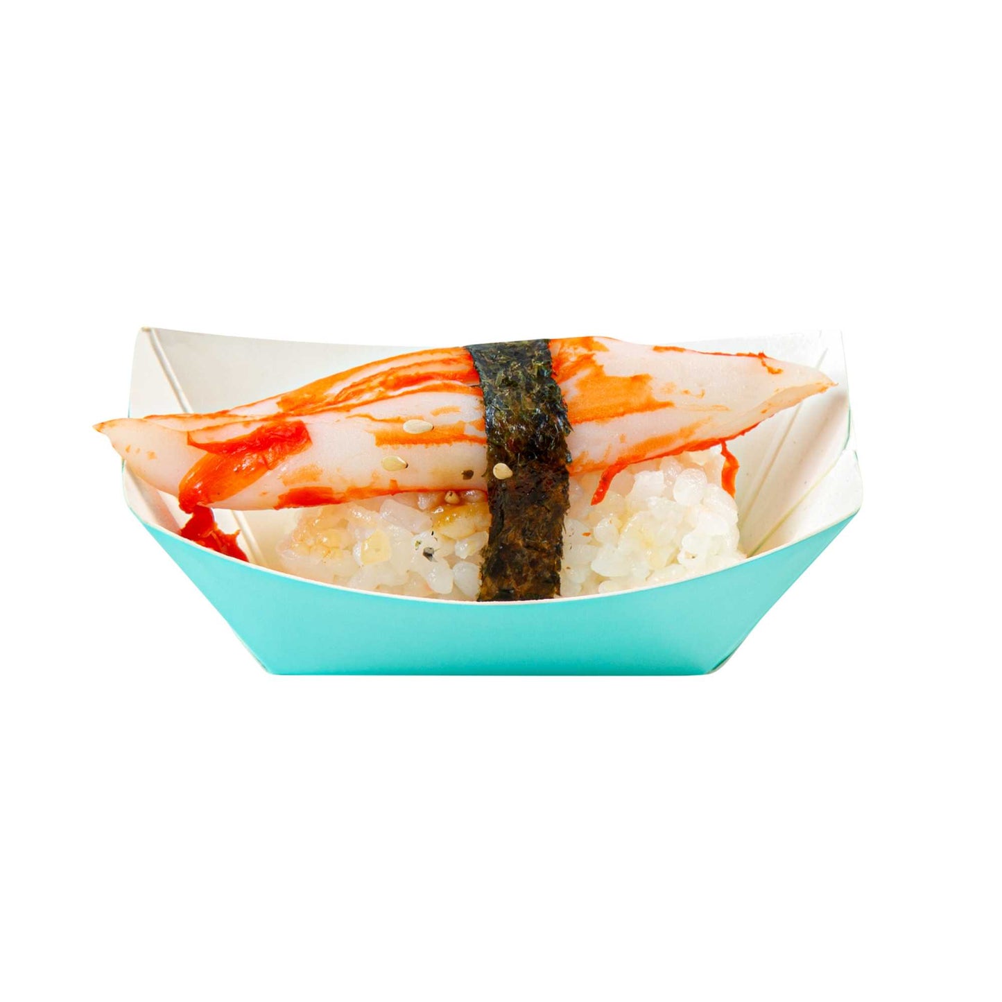 Bio Tek 2 oz Turquoise Paper Food Tray / Boat - 3 1/4" x 2 1/4" x 1 1/4" - 50 count box