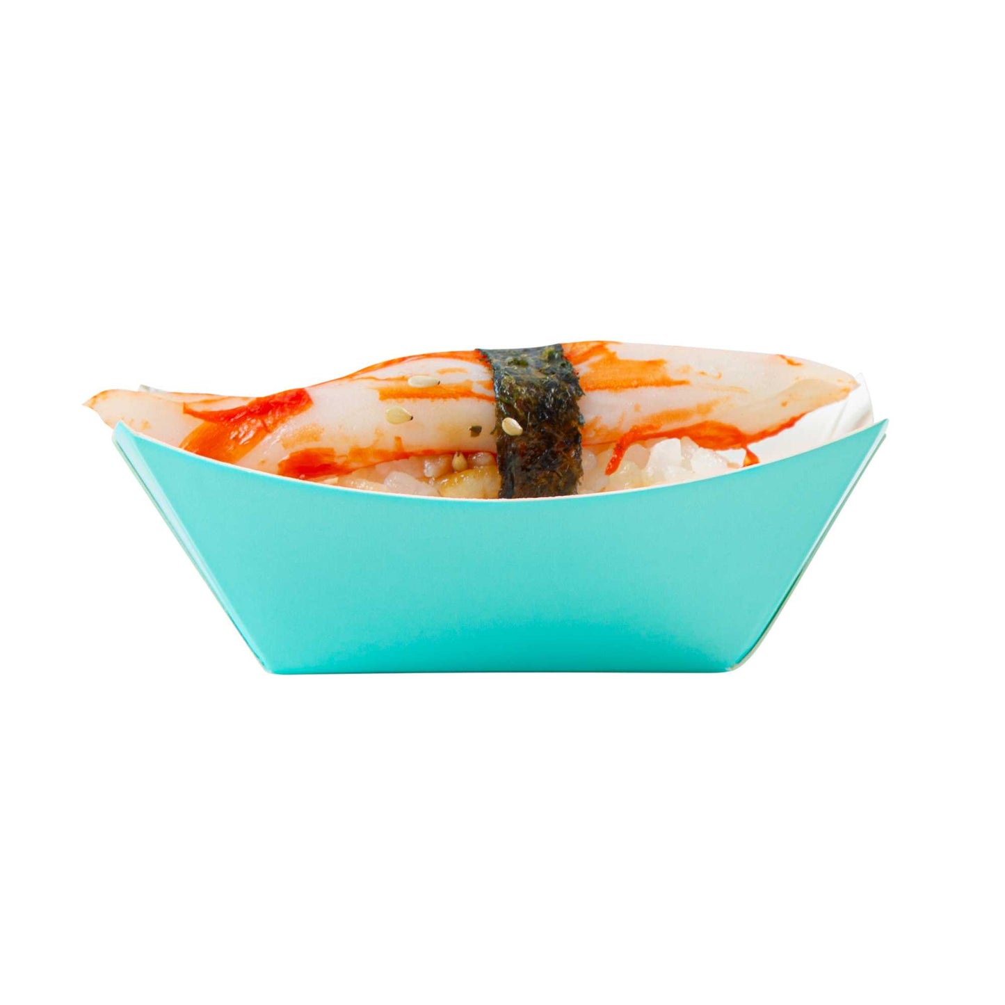 Bio Tek 2 oz Turquoise Paper Food Tray / Boat - 3 1/4" x 2 1/4" x 1 1/4" - 400 count box