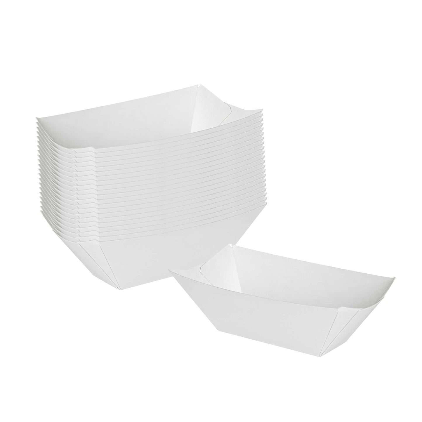 Bio Tek 2 oz White Paper Food Tray / Boat - 3 1/4" x 2 1/4" x 1 1/4" - 400 count box
