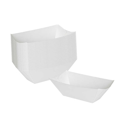 Bio Tek 2 oz White Paper Food Tray / Boat - 3 1/4" x 2 1/4" x 1 1/4" - 50 count box