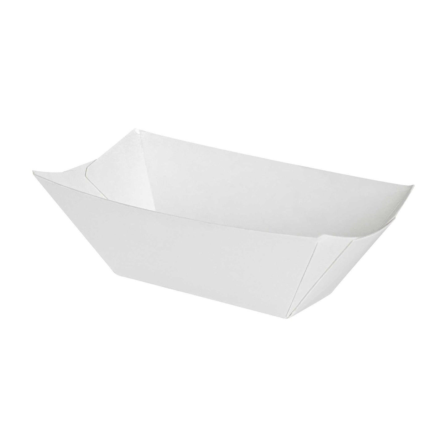 Bio Tek 2 oz White Paper Food Tray / Boat - 3 1/4" x 2 1/4" x 1 1/4" - 50 count box