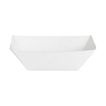 Bio Tek 2 oz White Paper Food Tray / Boat - 3 1/4" x 2 1/4" x 1 1/4" - 50 count box