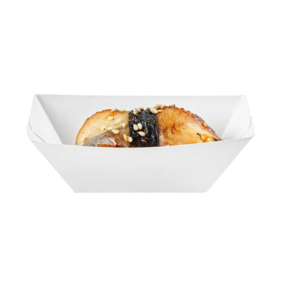 Bio Tek 2 oz White Paper Food Tray / Boat - 3 1/4" x 2 1/4" x 1 1/4" - 400 count box