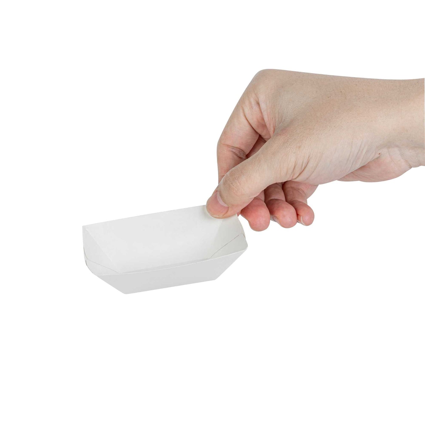 Bio Tek 2 oz White Paper Food Tray / Boat - 3 1/4" x 2 1/4" x 1 1/4" - 400 count box