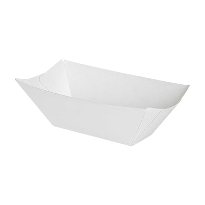 Bio Tek 2 oz White Paper Food Tray / Boat - 3 1/4" x 2 1/4" x 1 1/4" - 400 count box