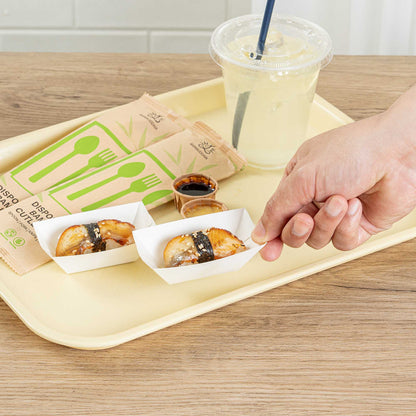 Bio Tek 2 oz White Paper Food Tray / Boat - 3 1/4" x 2 1/4" x 1 1/4" - 400 count box