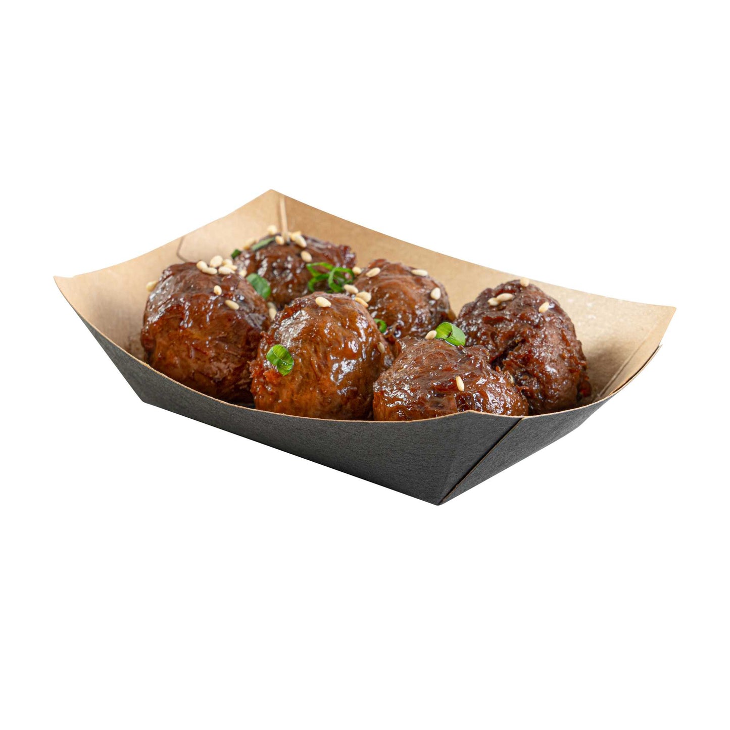 Bio Tek 4 oz Black Paper #25 Food Tray / Boat - 3" x 2" x 1" - 400 count box