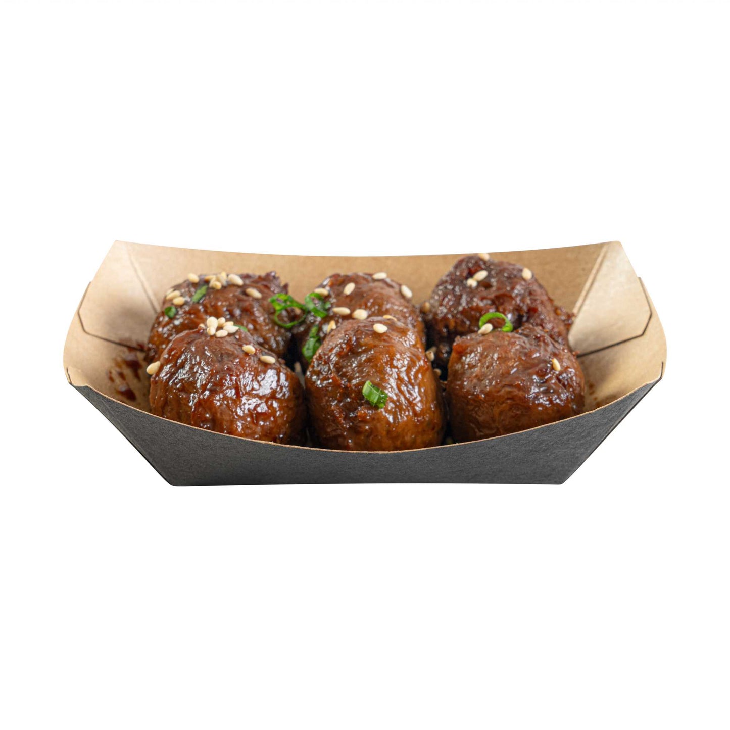Bio Tek 4 oz Black Paper #25 Food Tray / Boat - 3" x 2" x 1" - 50 count box