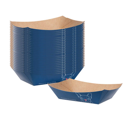 Bio Tek 4 oz Frenchie Paper #25 Food Tray / Boat - 3" x 2" x 1" - 400 count box