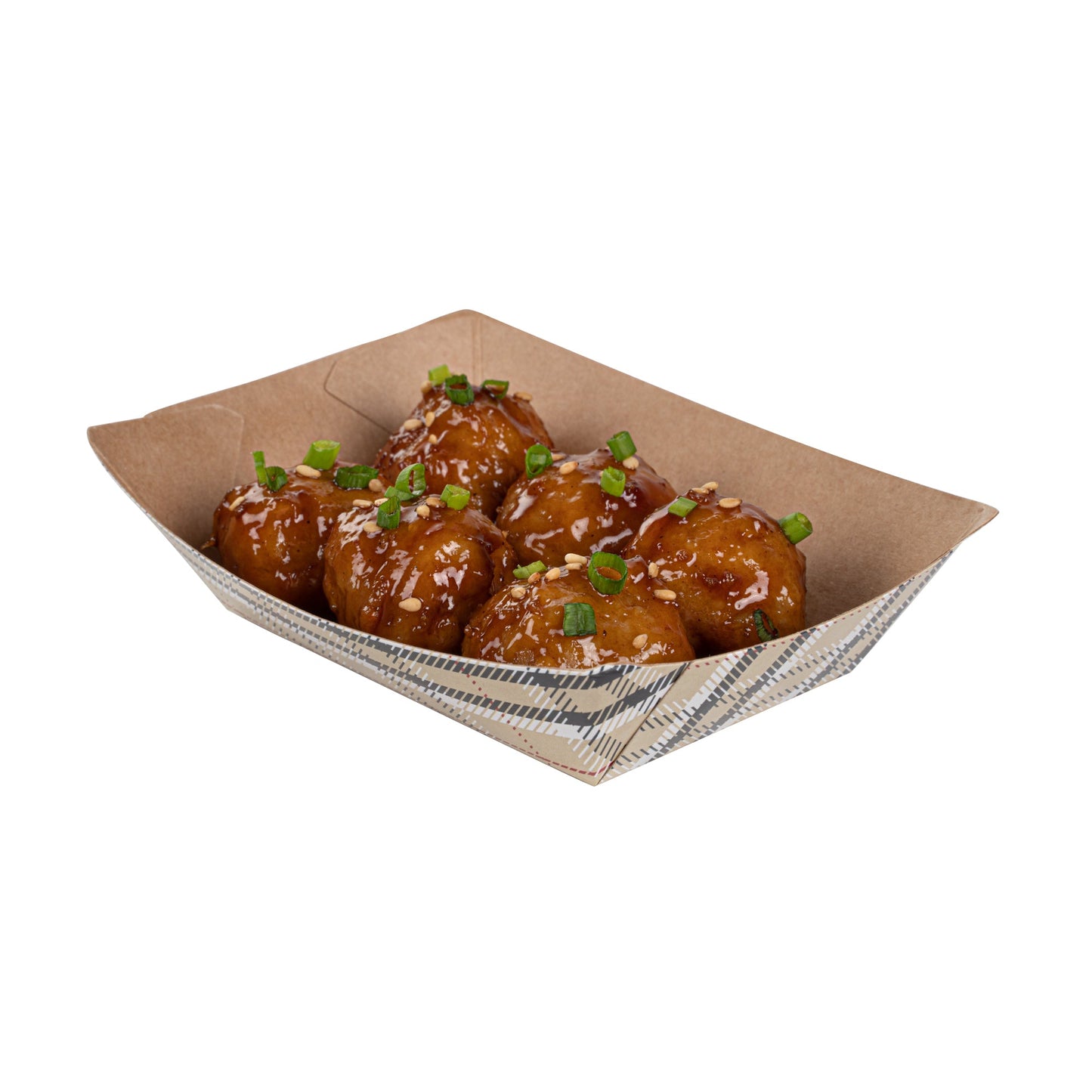Bio Tek 4 oz Plaid Paper #25 Food Tray / Boat - 3" x 2" x 1" - 400 count box
