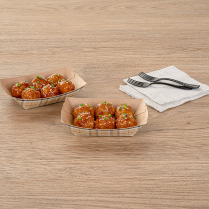 Bio Tek 4 oz Plaid Paper #25 Food Tray / Boat - 3" x 2" x 1" - 400 count box