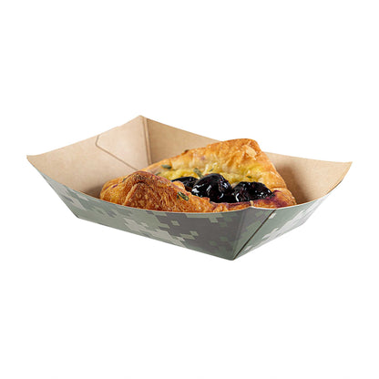 Bio Tek 4 oz Camouflage Paper #25 Food Tray / Boat - 3" x 2" x 1" - 400 count box