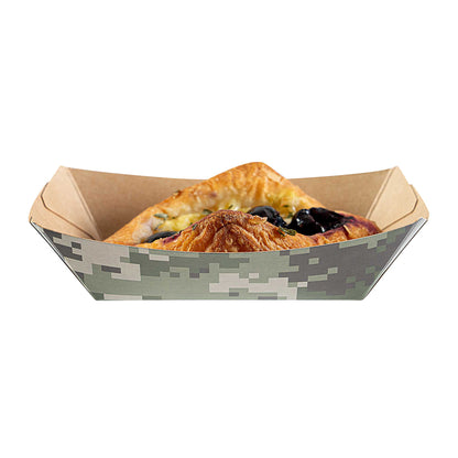 Bio Tek 4 oz Camouflage Paper #25 Food Tray / Boat - 3" x 2" x 1" - 50 count box