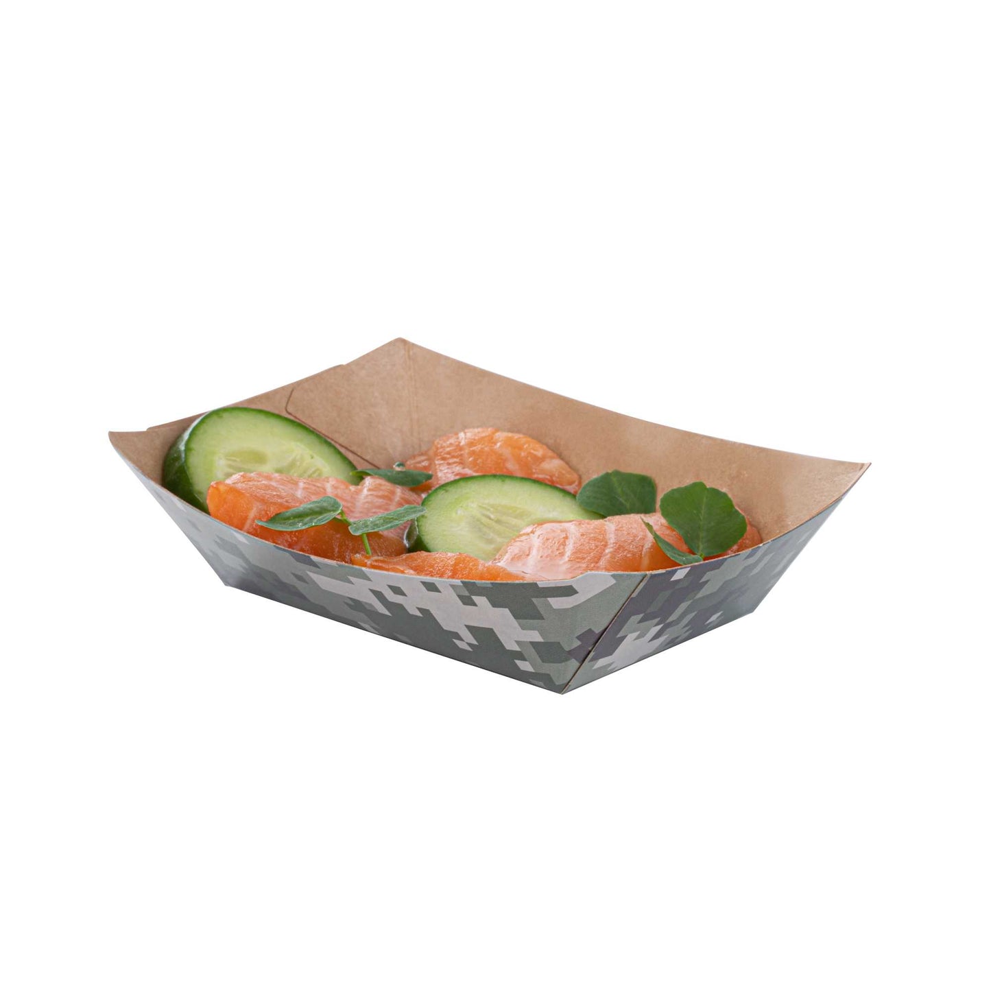 Bio Tek 4 oz Camouflage Paper #25 Food Tray / Boat - 3" x 2" x 1" - 400 count box