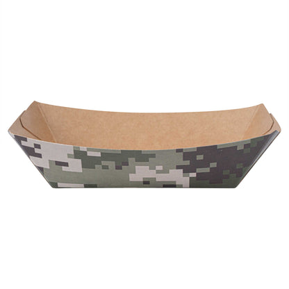 Bio Tek 4 oz Camouflage Paper #25 Food Tray / Boat - 3" x 2" x 1" - 400 count box