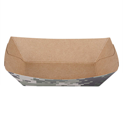 Bio Tek 4 oz Camouflage Paper #25 Food Tray / Boat - 3" x 2" x 1" - 400 count box
