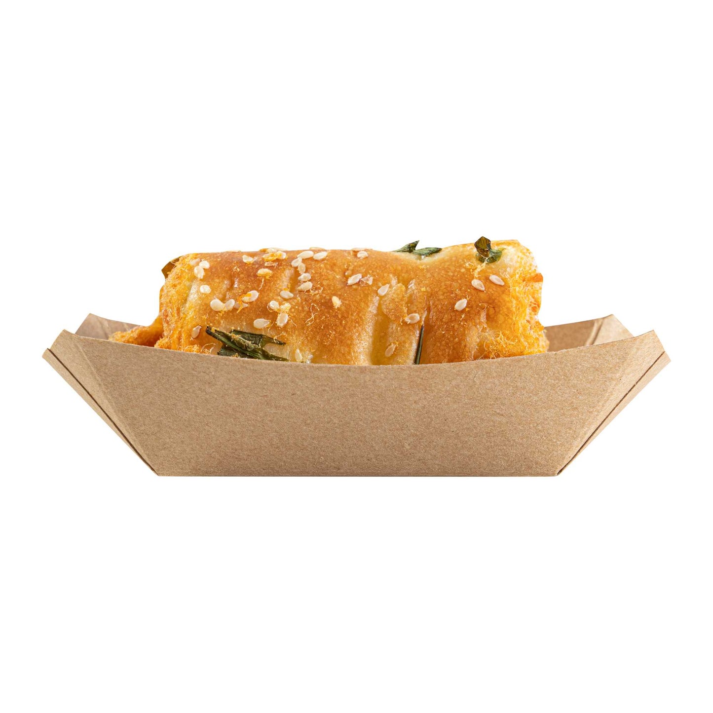 Bio Tek 4 oz Kraft Paper #25 Food Tray / Boat - 3" x 2" x 1" - 50 count box