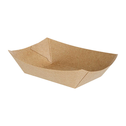 Bio Tek 4 oz Kraft Paper #25 Food Tray / Boat - 3" x 2" x 1" - 50 count box