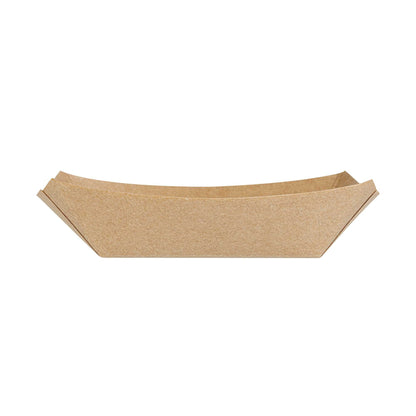 Bio Tek 4 oz Kraft Paper #25 Food Tray / Boat - 3" x 2" x 1" - 50 count box