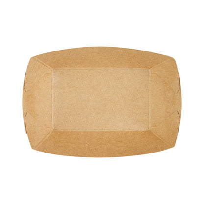 Bio Tek 4 oz Kraft Paper #25 Food Tray / Boat - 3" x 2" x 1" - 50 count box