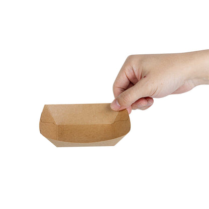Bio Tek 4 oz Kraft Paper #25 Food Tray / Boat - 3" x 2" x 1" - 400 count box