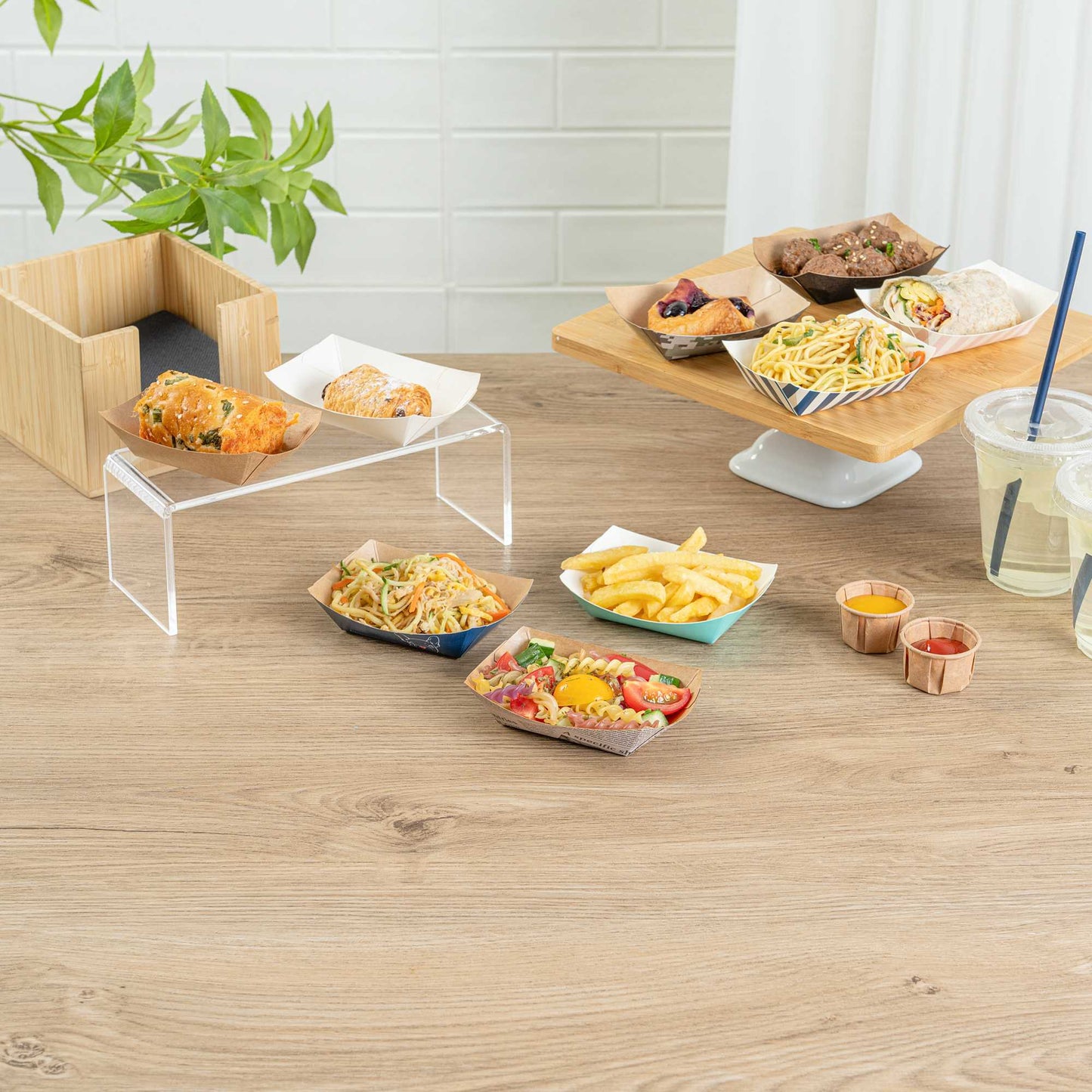 Bio Tek 4 oz Kraft Paper #25 Food Tray / Boat - 3" x 2" x 1" - 400 count box