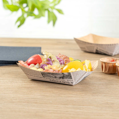 Bio Tek 4 oz Newsprint Paper #25 Food Tray / Boat - 3" x 2" x 1" - 50 count box