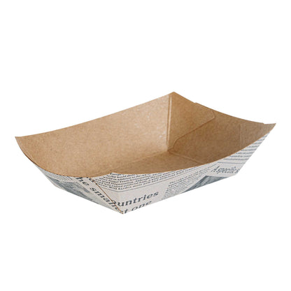 Bio Tek 4 oz Newsprint Paper #25 Food Tray / Boat - 3" x 2" x 1" - 50 count box
