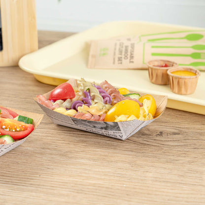Bio Tek 4 oz Newsprint Paper #25 Food Tray / Boat - 3" x 2" x 1" - 50 count box
