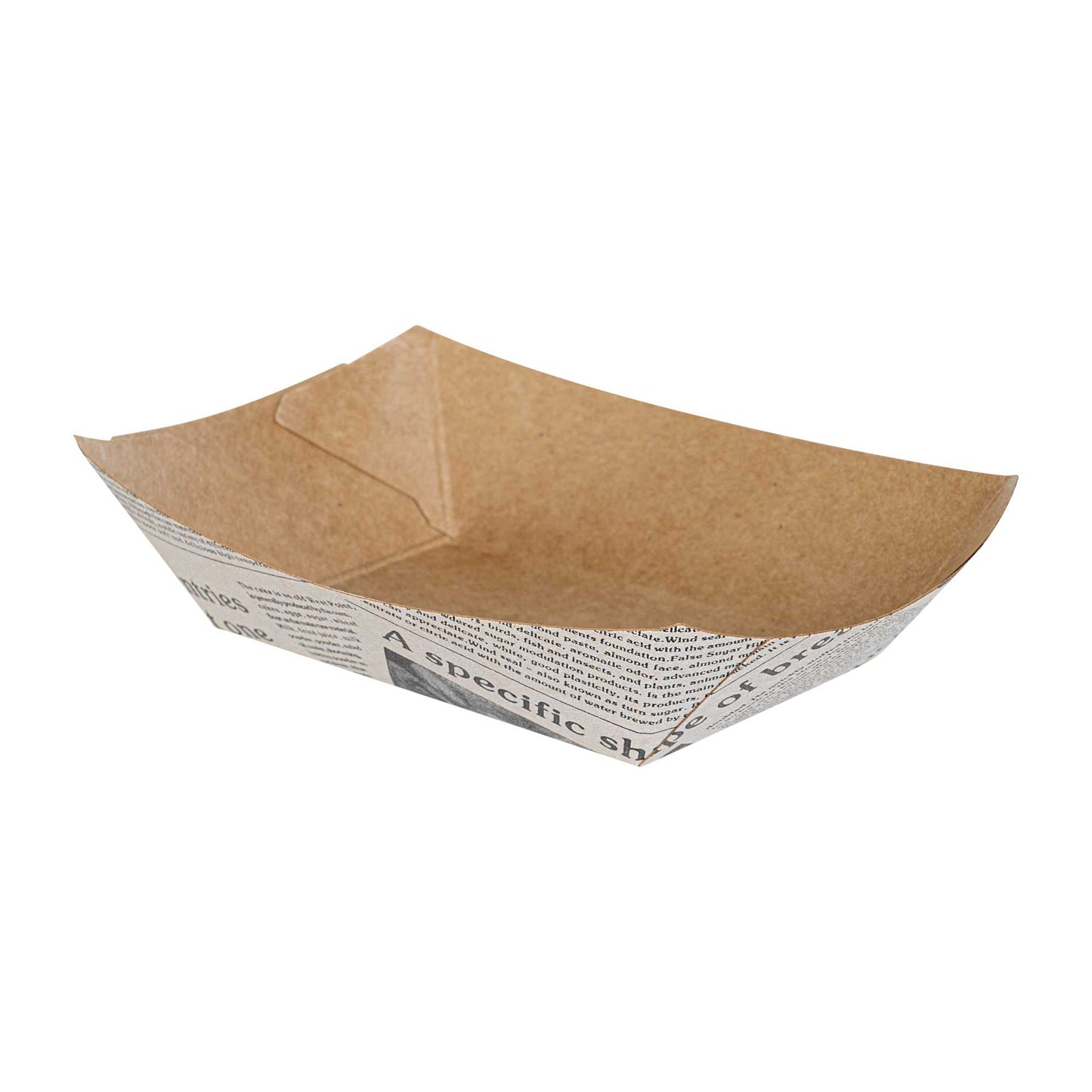 Bio Tek 4 oz Newsprint Paper #25 Food Tray / Boat - 3" x 2" x 1" - 400 count box