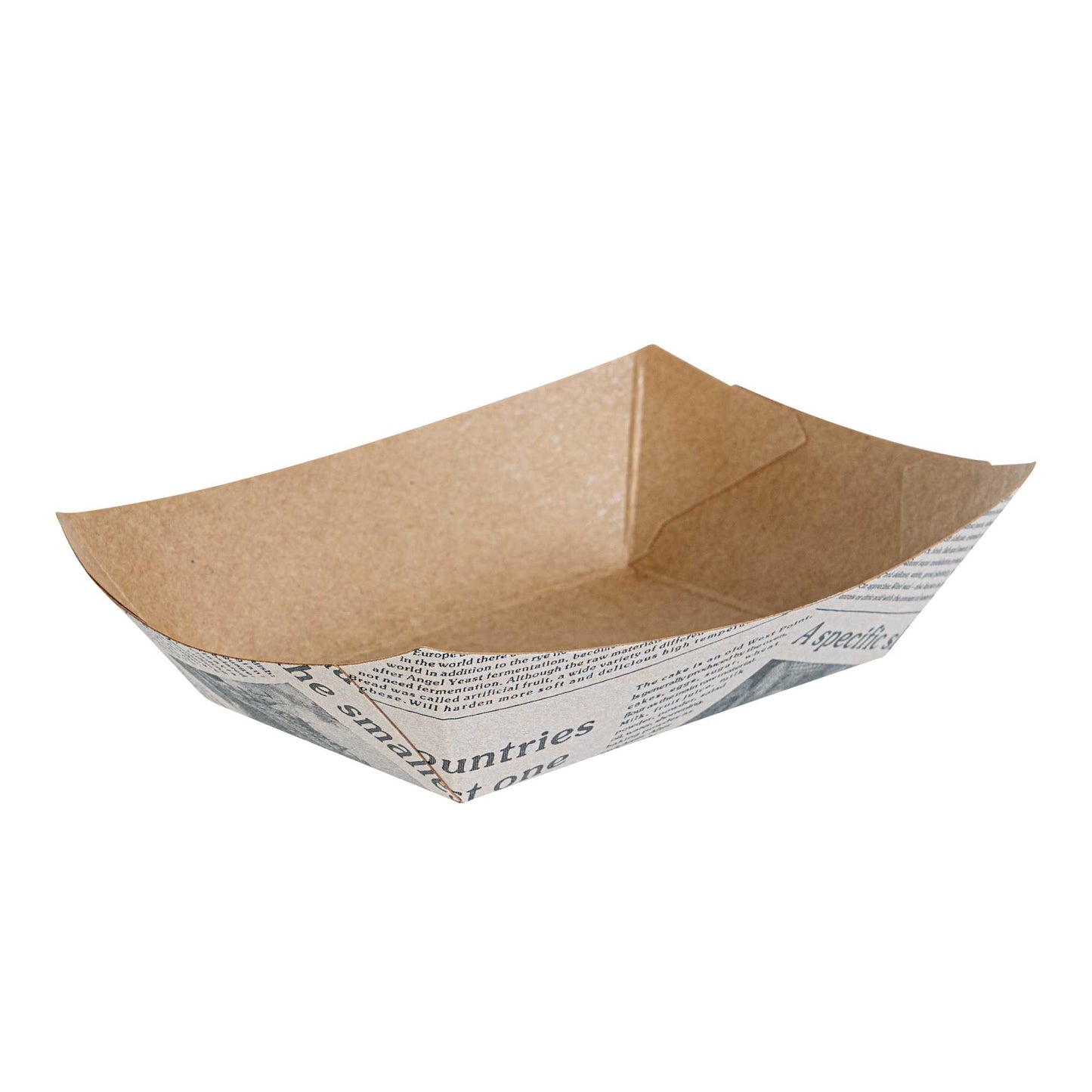 Bio Tek 4 oz Newsprint Paper #25 Food Tray / Boat - 3" x 2" x 1" - 400 count box